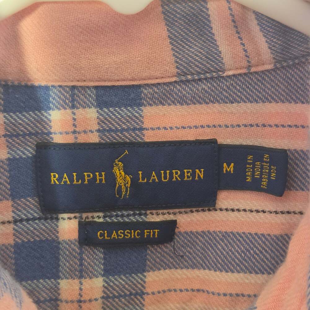 Polo Ralph Lauren Men's Pink Blue Plaid Flannel Button Down M Classic Fit